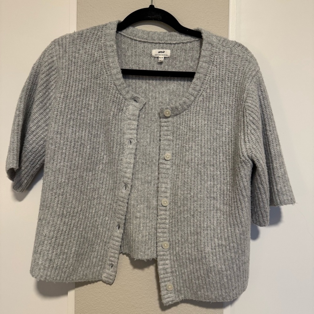 Aerie Gray Short Sleeve Cardigan